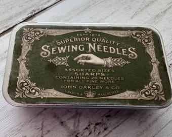 Magnetic Needle Tin -  Vintage Style "Sewing Needles"  - Victorian Needle Keeper