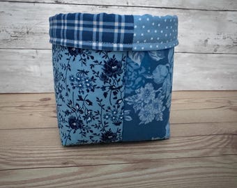 Reversible Fabric Basket with Fold-Over Cuff,  Moda Blueprint Collection