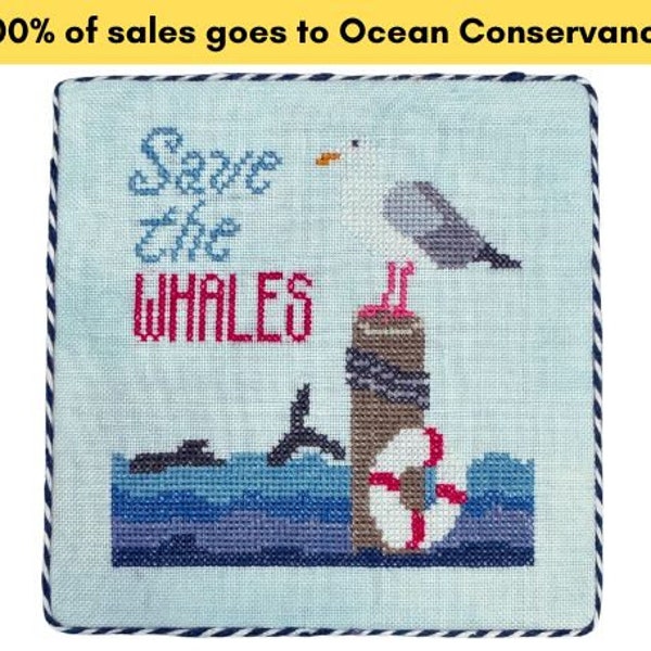 Save The Whales (PDF) Cross Stitch Pattern - 100% of sales goes to Ocean Conservancy