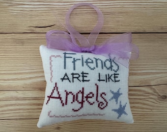 Friends Are Like Angels Cross Stitch Ornament, Friendship Gift and Keepsake