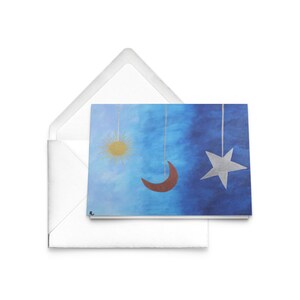 Set of 10 - Sun Moon Star Folded Cards