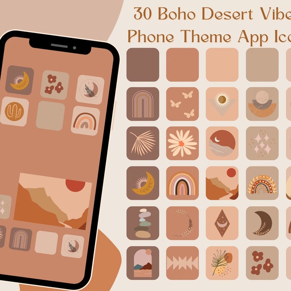 iOS Phone App Icons Boho Desert Vibes Phone Theme Icons Neutral Desert Tones Phone App Theme Palm Springs Custom Phone Theme Apps Icons