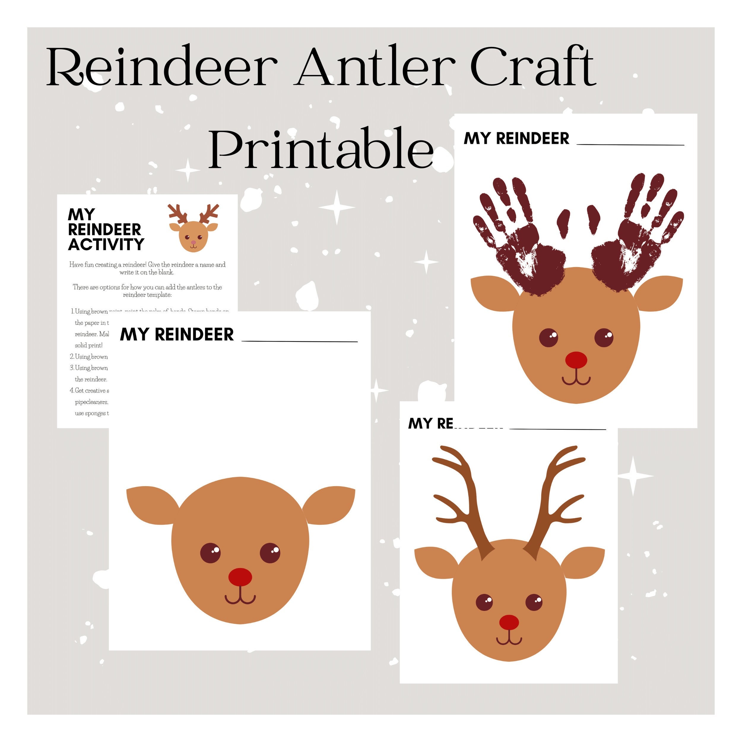 My Reindeer Handprint Painting or Coloring Craft Page Add on Antlers ...
