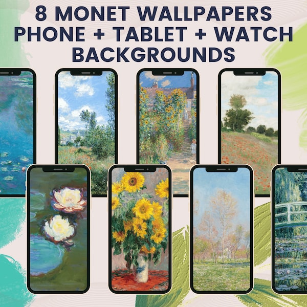 Digital Background Monet Paintings Phone iPad Wallpapers Apple Watch Face Backgrounds Vintage Lilies Phone Garden Pond iPhone Screen Android