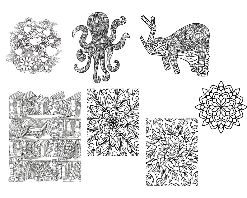 Mindful Coloring Pages Print Mandalas Coloring Animals Etsy