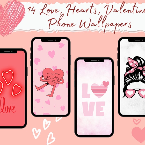 Phone Backgrounds Love Hearts Valentines Phone Wallpapers  Red Pink White iPhone Lock Screen Valentine Instagram Story Love Backgrounds