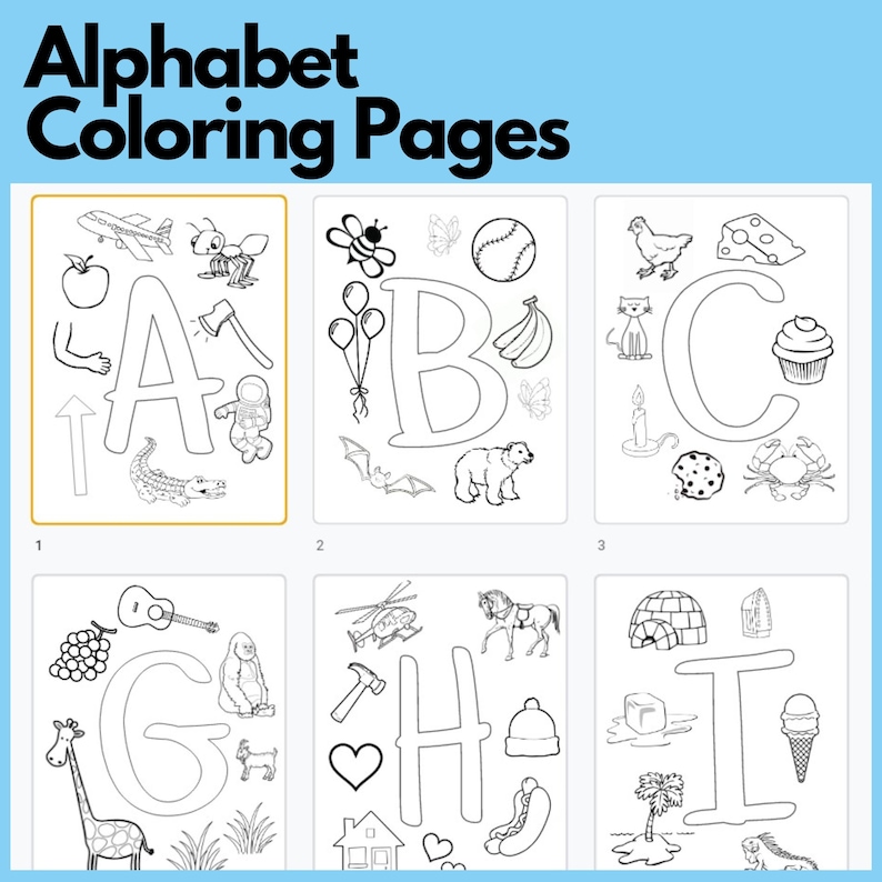 Alphabet Coloring Pages Printable Coloring Animals ABC Practice PDF