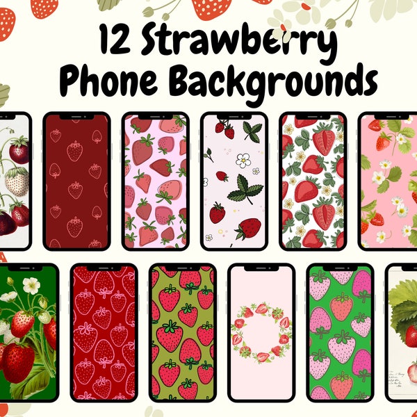 Phone Background Strawberries Phone Wallpaper Strawberry iPhone Screen Summertime Sweet Fruit Android Screen Berries Phone Background Watch