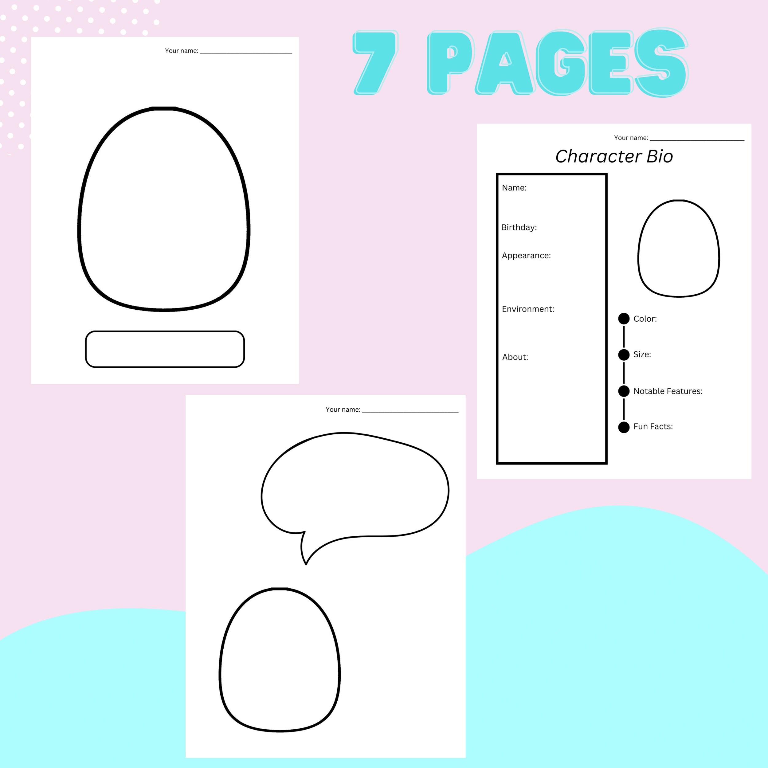 Design a Squishmallow Character Study Writing Activity Plush Printables ...