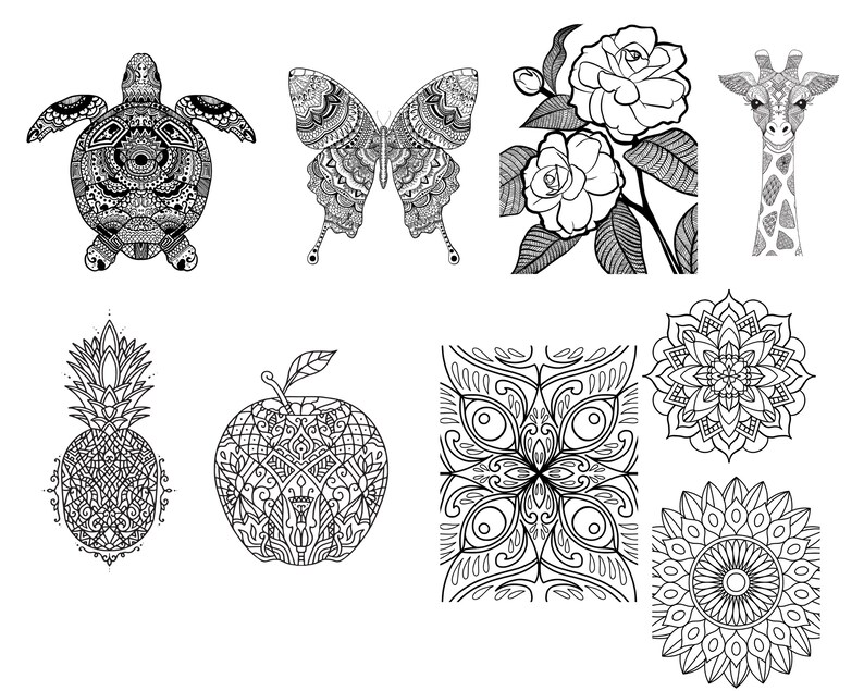Mindful Coloring Pages Print Mandalas Coloring Animals Etsy