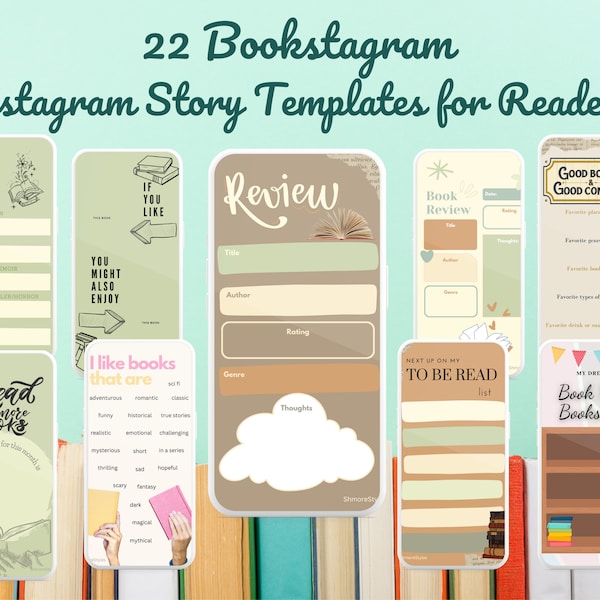 22 Bookstagram Instagram Story Templates for Readers and Book Lovers | Fill in reviews, lists, thoughts, games, etc.