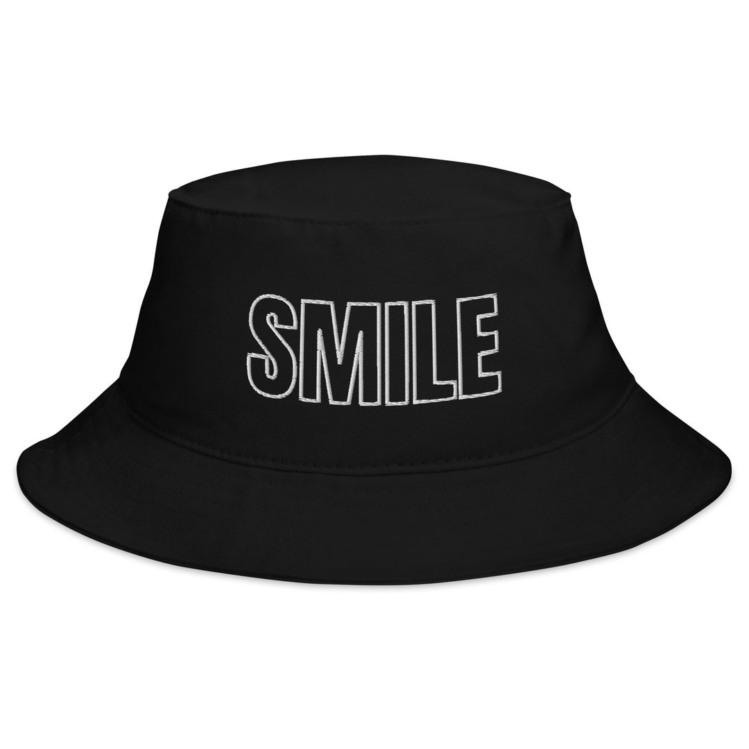 Smile Bucket Hat, Black Bucket Hat, Summer Hat, Unisex Hat, Funny ...