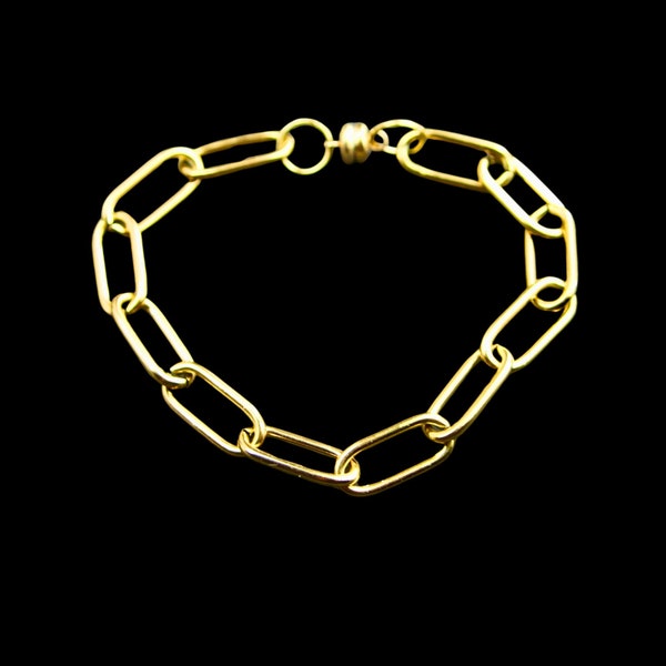 Gold Plated 304 Stainless Steel Paper Clip Bracelet - You select your length & clasp - Non Tarnish - Hypoallergenic - Unisex Chain