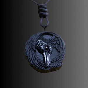 Obsidiaan Viking-raafketting met echt handgeknoopt zacht zwart leren koord - Selecteer jouw lengte - Nordic - Scandinavisch - Unisex