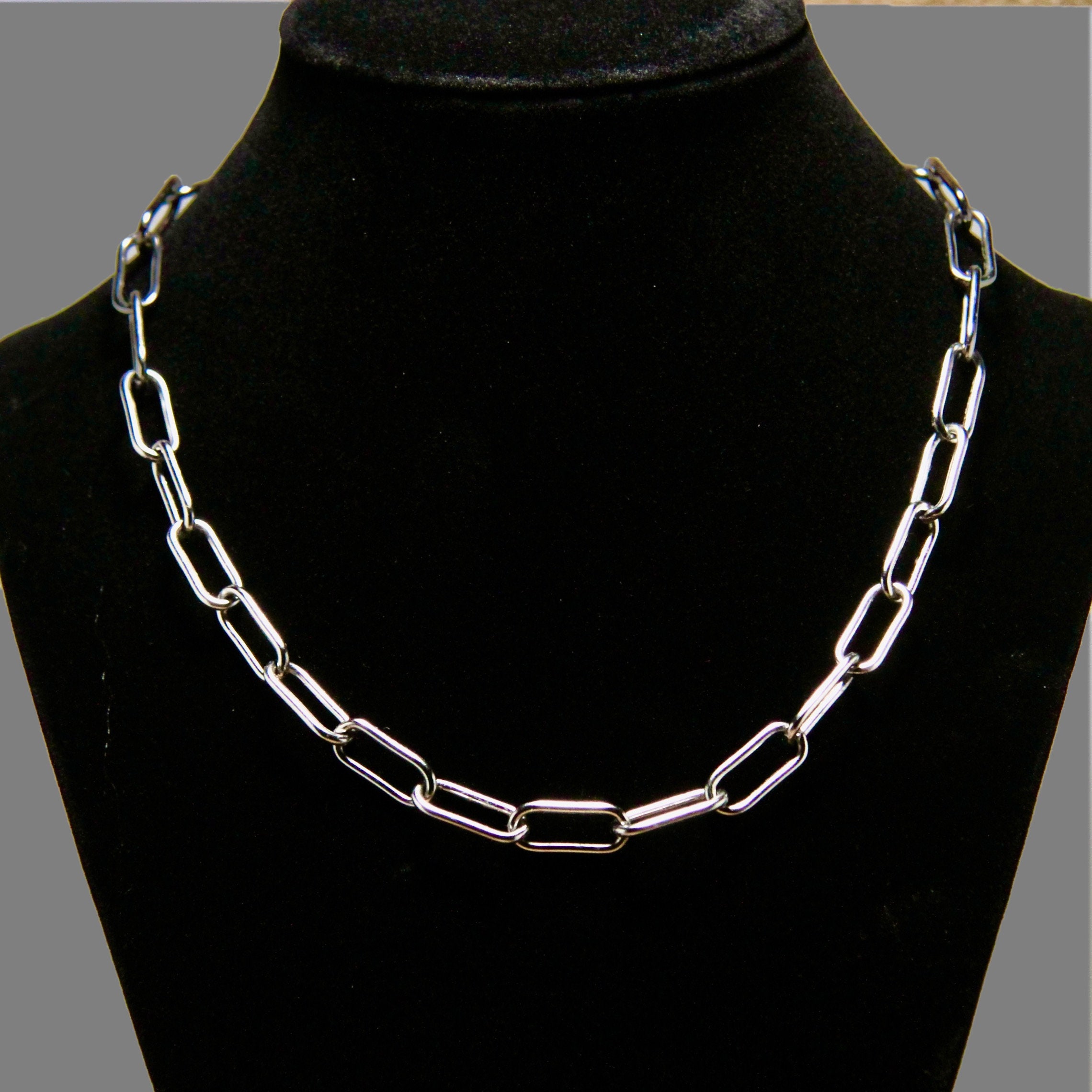 Small Sterling Silver White & Black Chanel with Chain Detail Necklace —  Blue Blood Metal | Vintage Rings & Necklaces