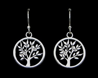 Solid 925 Sterling Silver (stamped) Ear Wires on Tree of Life Earrings - Hypoallergenic - Great for children or adults