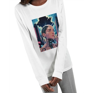 Dreamy Cyberpunk Hybrid T-Shirt - Human x A.I. Design - Soft Long Sleeve Tees