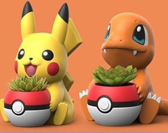 Pikachu  Charmander  Bulbasaur Planter  Statue 3d Model 3d Paint 3d stl files