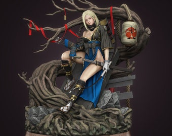 samurai girl Statue 3d Model 3d Printer stl files