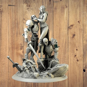 Laedria the Necromancer with Statue 3d Model 3d Printer stl files