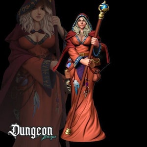 Dungeon Wizard Juli-staty Figur 3D-modell 3D-skrivare 3D STL-filer