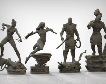 Mortal Combat Pack Figurine STL, Kitana, Mileena, Scorpion, Sub Zero Statue 3d Model 3d Printer stl files