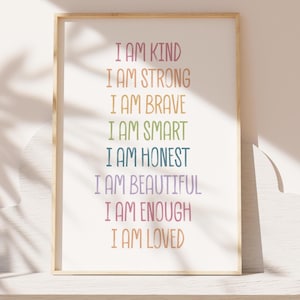 Girls Affirmation Print, Girls Bedroom Decor, Girls Wall Art, Positive Affirmation, Motivational Wall Art, Pastel Colours, Playroom Prints