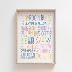Playroom Rules Print, Playroom Wall Art, Girls Nursery Prints, Girls Wall Art, Educational Wall Art,  Classroom Decor, Toddler Bedroom