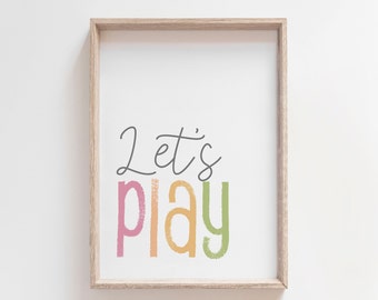 Let's Play Print, Girls Nursery Prints, Nursery Wall Art, Girls Bedroom Decor, Toddler Bedroom, Girls Nursery Decor, Baby Girl