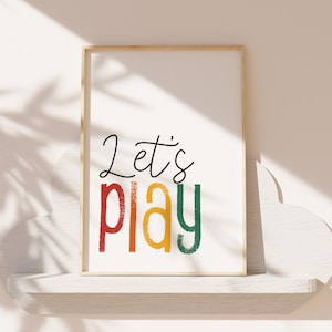 Let&#39;s Print, Playroom Prints, Rainbow Prints, Playroom Wall Art, Colourful, Playroom Wall Art, Sibling, Prints, Educational Prints