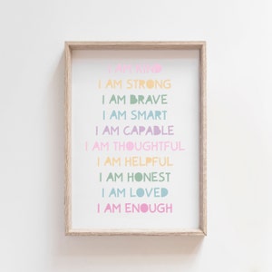 Girls Affirmation Print, Girls Bedroom Decor, Girls Wall Art, Positive Affirmation, Motivational Wall Art, Pastel Colours, Playroom Decor