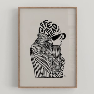 Stampa di testa di caffè, poster da cucina alla moda, poster astratto di caffè, stampa murale tipografica moderna, stampa grafica minimalista, stampa murale da cucina