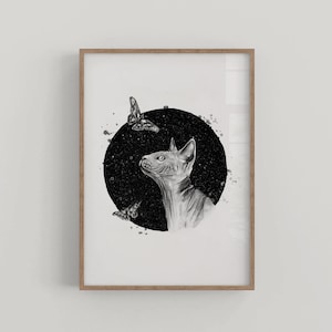 Sphynx Cat Print, Cat Poster, Watercolor Art Print, Modern Animal Poster, Minimalist Painting of Sphynx, Nordic Design Wall Decor