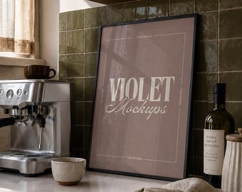 Kitchen Frame Mockup: Neutral Coffee Station Frame PSD | 2x3 Vertical PSD Smart Object & JPEG Frame Mockup