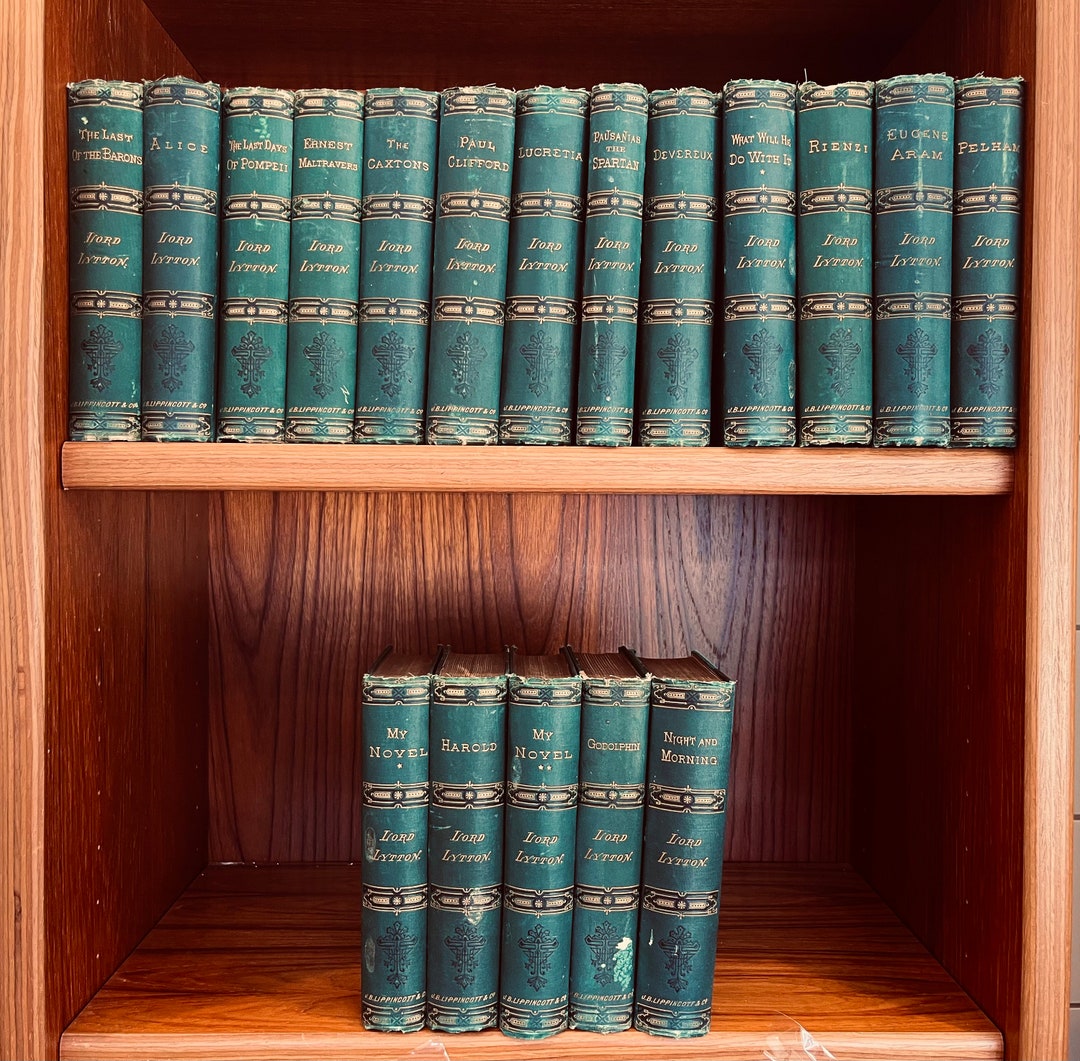 Antique Lord Lytton Book Collection 18 Books Green Etsy