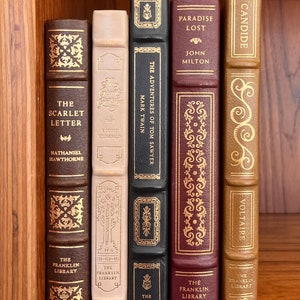Vintage Full Leather Classics, 1977-1983, Gilded Franklin Library Collectors Edition Books, Individual Titles with Conditions in Description