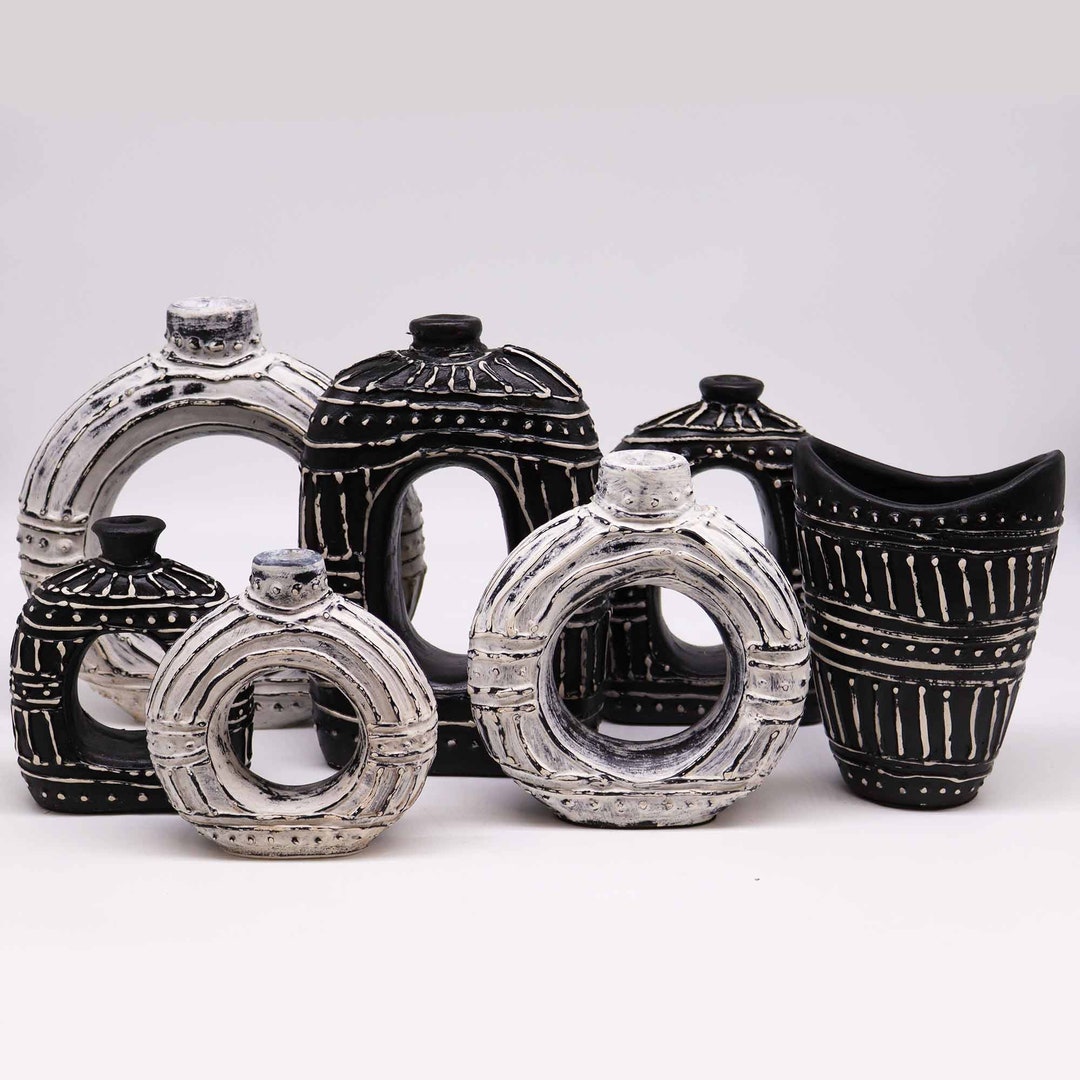 Round Donut Shaped Ceramic Vases From Lombok Etsy