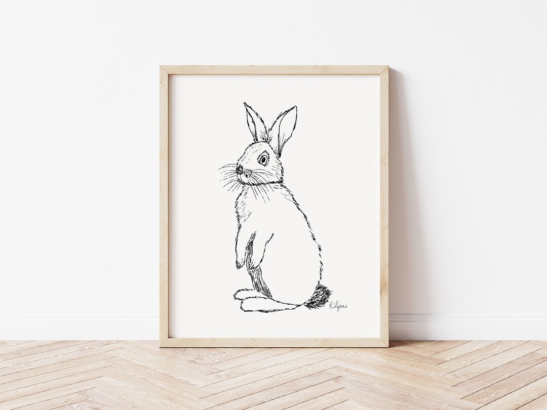 Curious Bunny Art Print - Original Rabbit Ink Sketch - Giclee Art Print ...