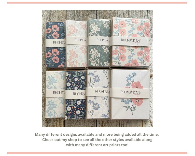 Sage Green Floral Patterned Note Cards - Set of 6 Notecards - Ivory ...