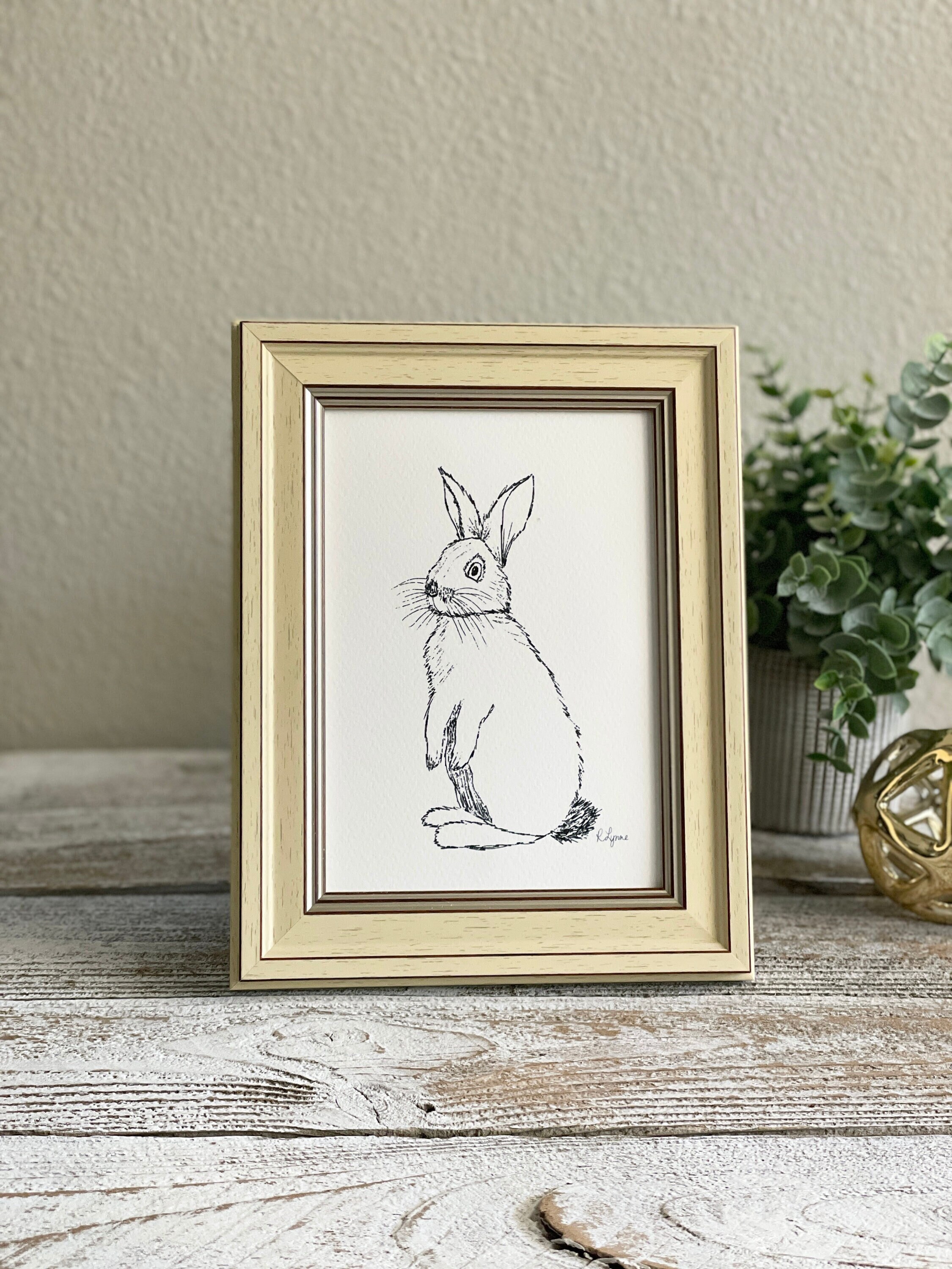 Curious Bunny Art Print - Original Rabbit Ink Sketch - Giclee Art Print ...