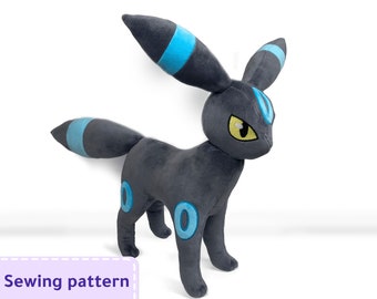 Umbreon plush Sewing Pattern pdf Instructions - Embroidery files included