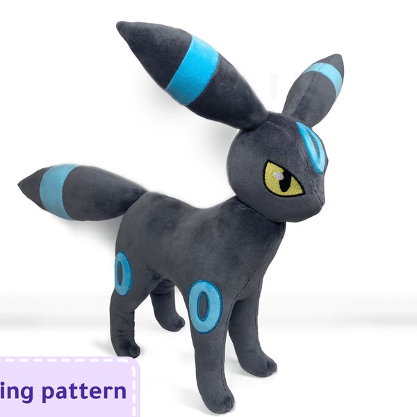 Umbreon plush Sewing Pattern pdf Instructions - Embroidery files included