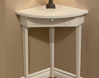 Corner Table with Drawer - Corner Nightstand - Solid Wood Construction