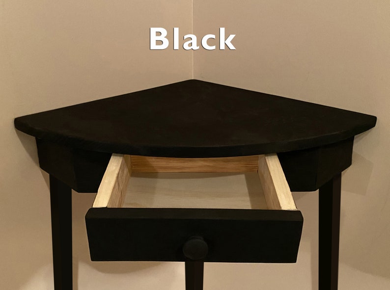 Corner Table With Drawer Rustic Finish Nightstand Solid Wood