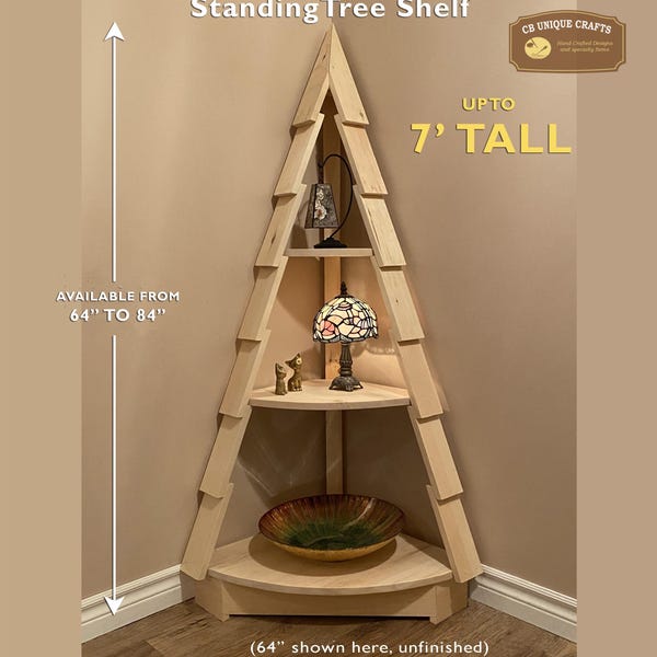 Corner Christmas Tree Shelf  - Home or Retail - Rustic