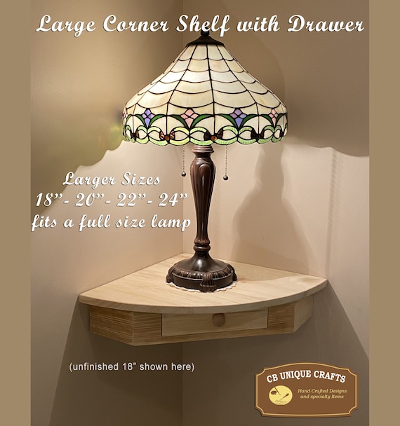 Corner Shelf With Drawer Floating Corner Nightstand Large Sizes