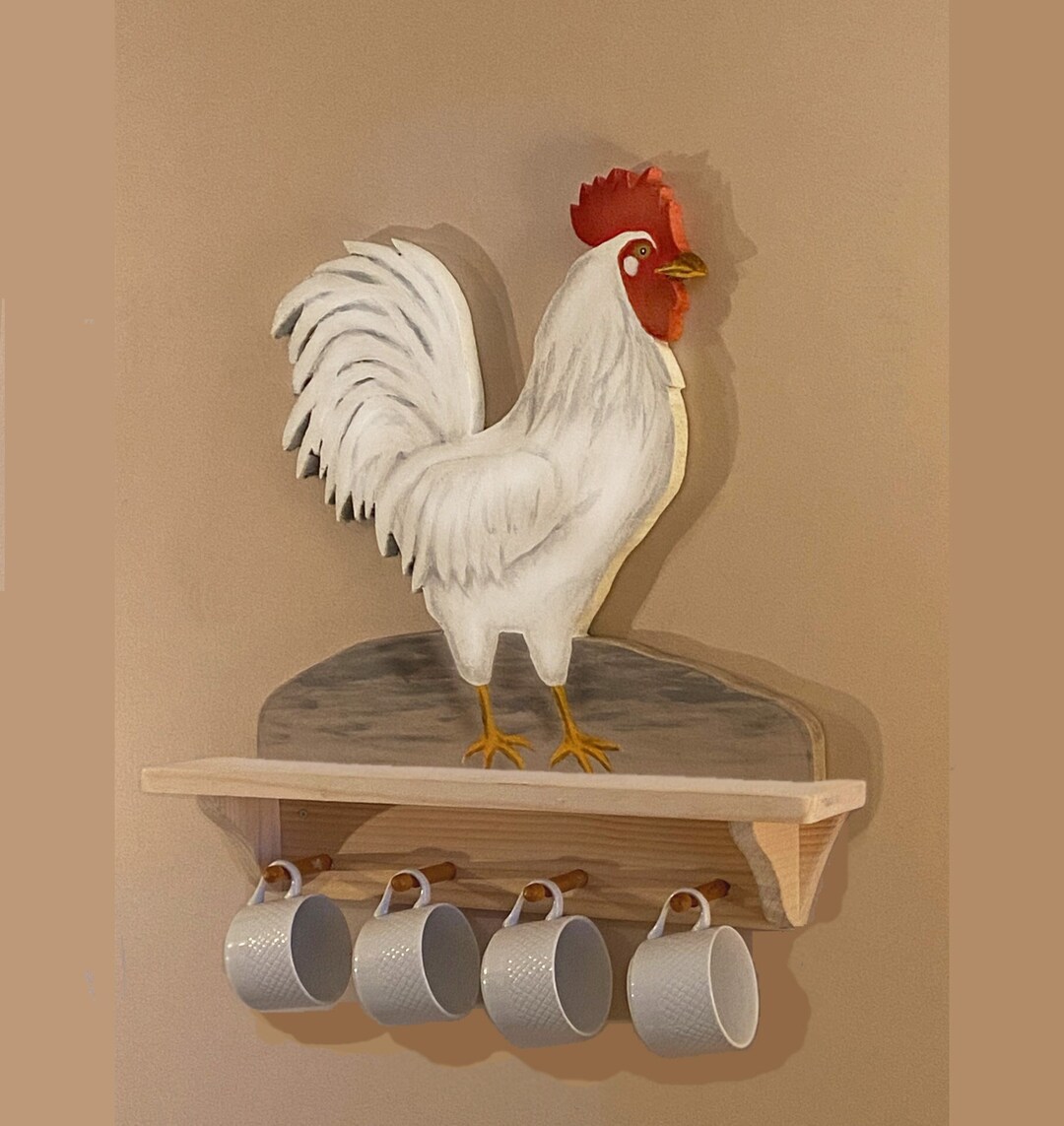 Rooster Cup Holder and Shelf - Etsy