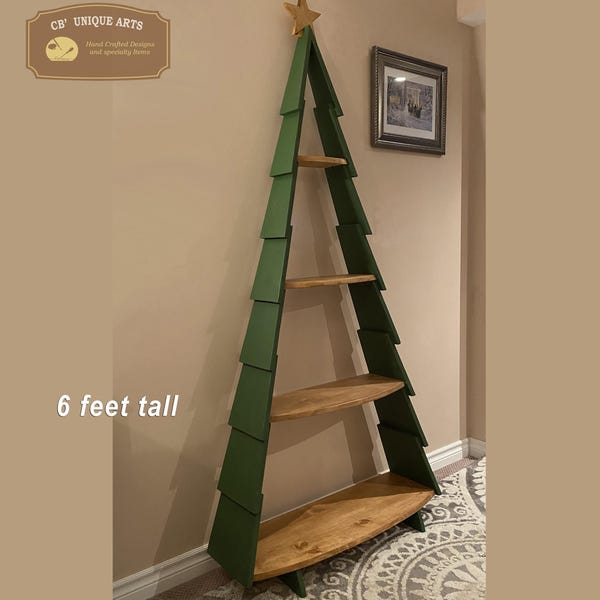 Deluxe 6 ft Christmas Tree Shelf - Free Standing with Removable Star
