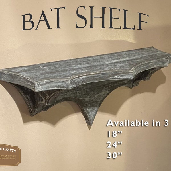 Bat Shelf | Bat theme | Gothic lover gift | Wood construction | Multiple sizes | Multiple colors