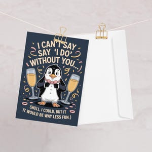 Divertida tarjeta de propuesta de padrino de boda con forma de pingüino • Tarjeta "¿Quieres ser mi padrino de boda?" • Linda invitación a una fiesta de bodas para él • Tarjeta divertida para pedir el padrino de boda